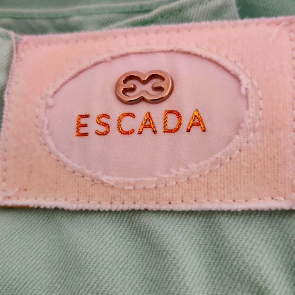 Escada Mint Green Cotton Stretch Denim Straight Fit Jeans